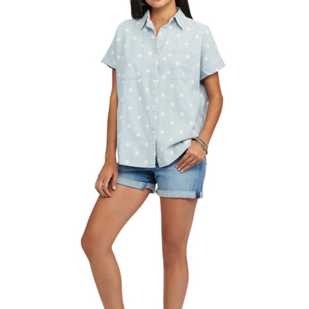 ISO Chaps polka dot chambray shirt